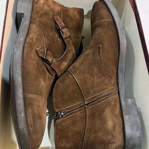 To Boot Brown Suede Monk Strap Boots